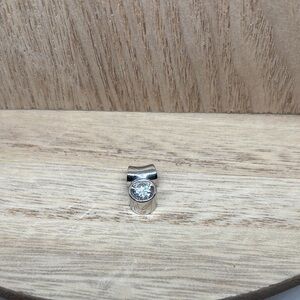 Silver Tone CZ Slide Pendant - Clear Crystal